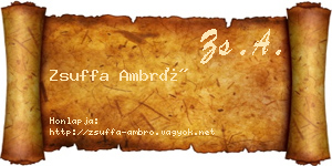 Zsuffa Ambró névjegykártya